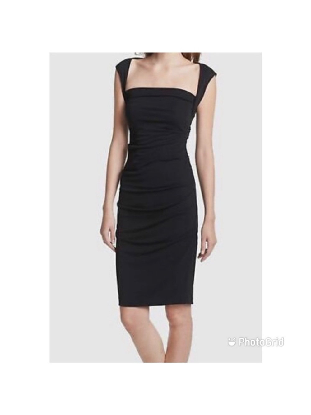Sleeveless dark green Midi Dress with  Keyhole Back cut out and square neckline